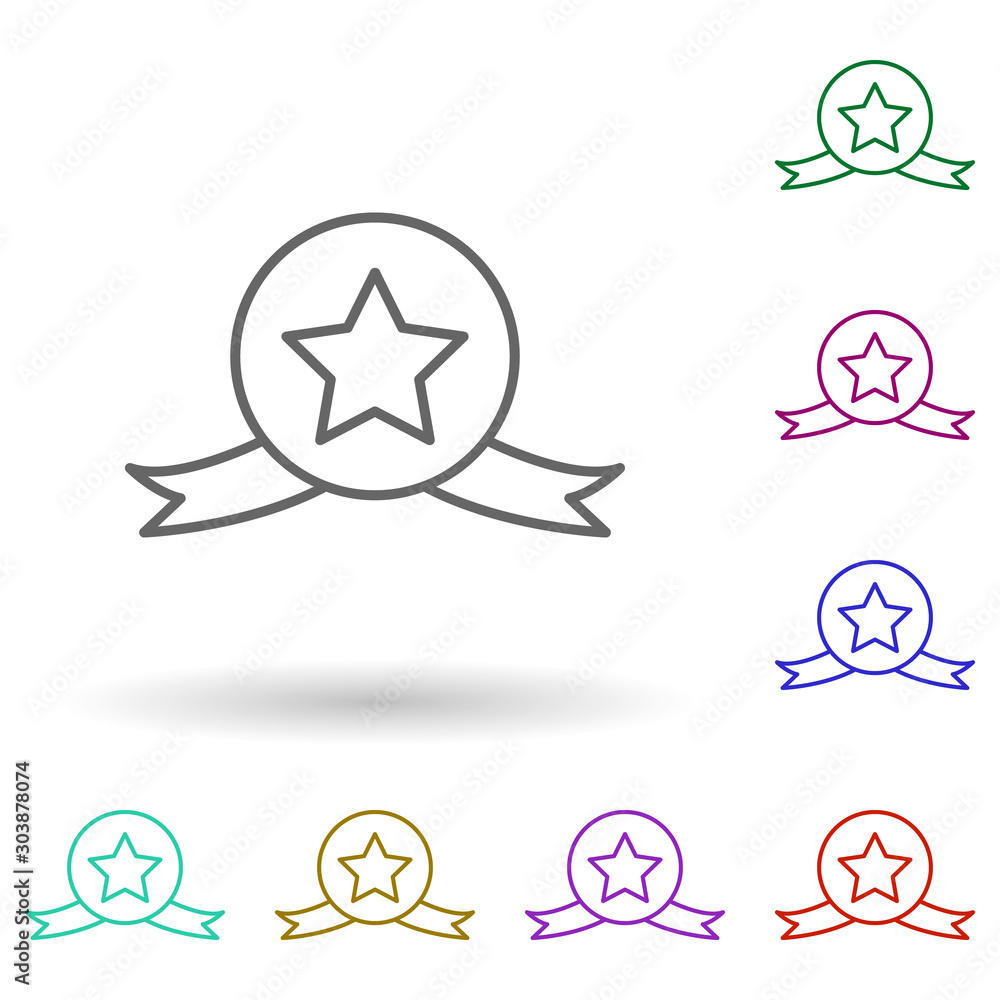 Poster star medal multi color icon. simple thin line, outline vector of succes and awards icons for ui and 
