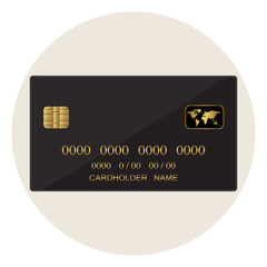 Bank card, black, gold - light icon - isolated on white background - isolated - vector. Bank Service
