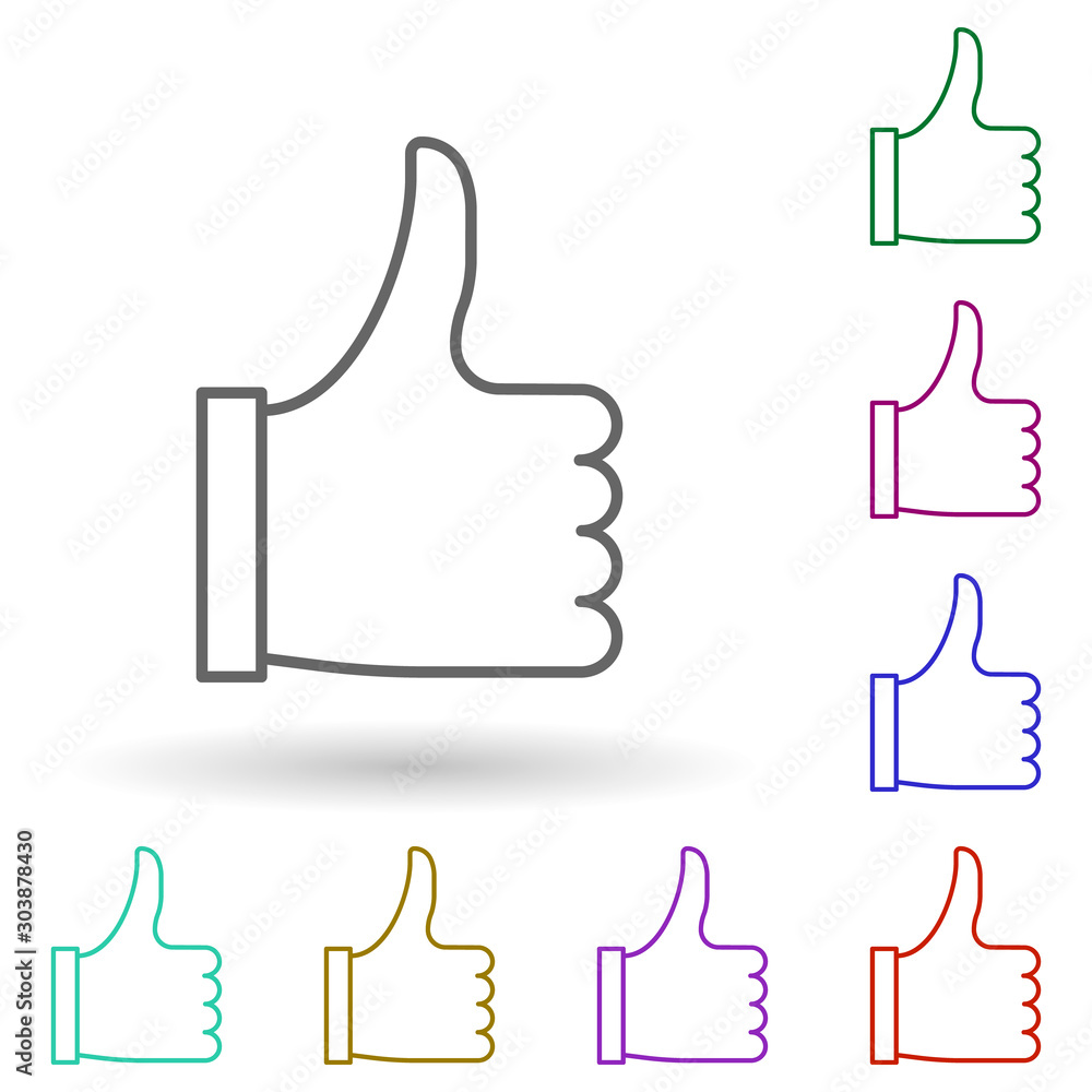 Poster sign with hand excellent multi color icon. simple thin line, outline vector of succes and awards ico
