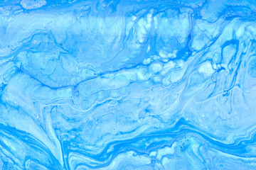 Abstract liquid blue colors outer space background. Exoplanet cosmic sea pattern, paint stains
