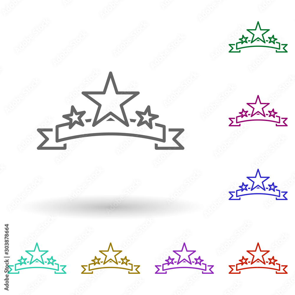 Aufkleber stars on the tape multi color icon. simple thin line, outline vector of succes and awards icons for 