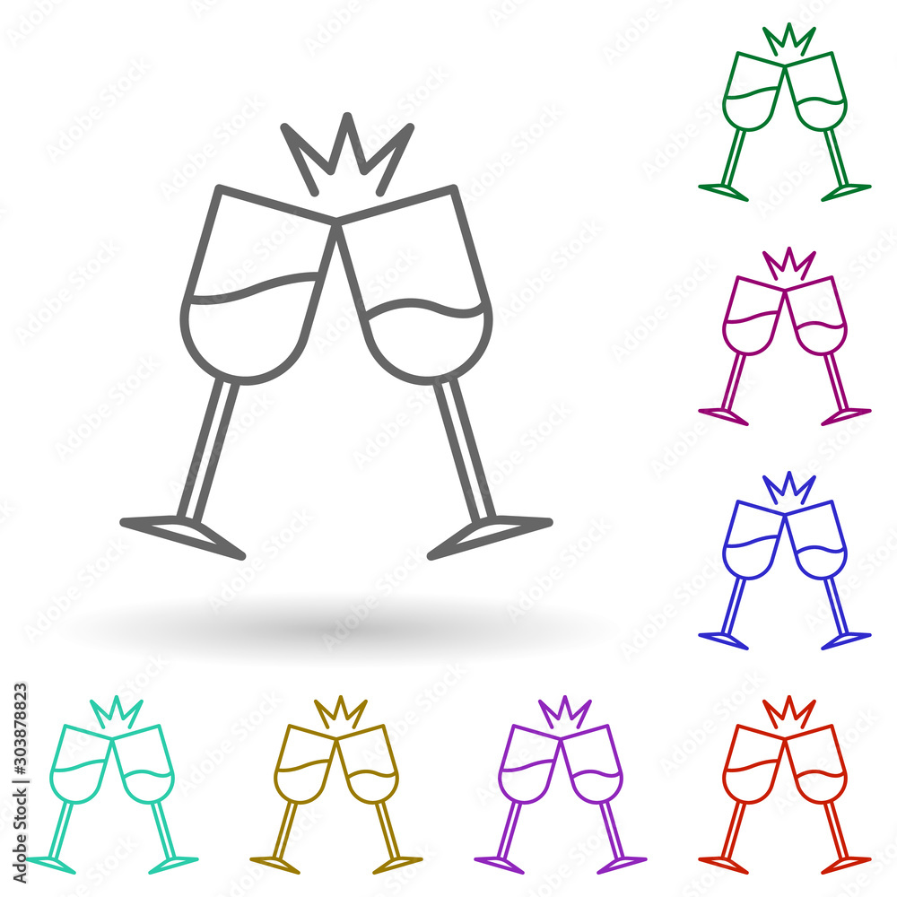 Poster glasses clink glasses multi color icon. simple thin line, outline vector of succes and awards icons 