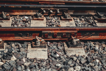 Selective focusrail brackets or fasteners.Vintage color concept