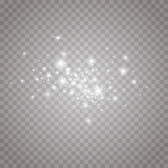 White light glowing explosion burst on a transparent background. Vector illustration light effect decoration with ray. Bright Star. Transparent sunshine, bright flash. In the center is a bright flash