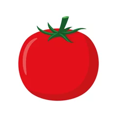 Foto op Canvas Vector illustration of a funny tomato in cartoon style. © asantosg