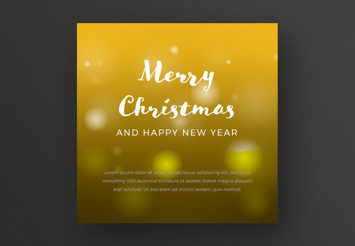 Merry Christmas Card Layout with Gold Background