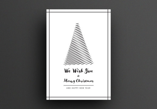 Minimal Card Layout with Abstract Christmas Tree
