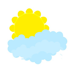 Flat sun and cloud Icon. Summer pictogram on white background. Sunlight symbol. Vector illustration, EPS10