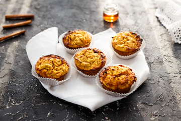 homemade muffins with honey and cinnamon