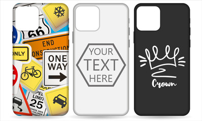 Phone case template set. Phone case mockup template vector illustration