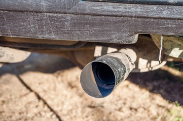 exhaust pipe of an old car