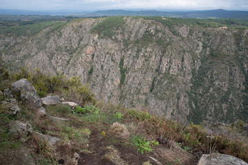 Tourism and hiking route along the banks of the Sil river, the Rivera Sacra in Parada de Sil Ourense Galica Spain