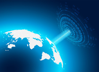 Fototapeta premium Connection technology background. digital connection on Blue globe. vector. illustration.