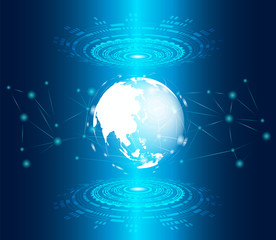 Fototapeta na wymiar Connection technology background. digital connection on Blue globe. vector. illustration.