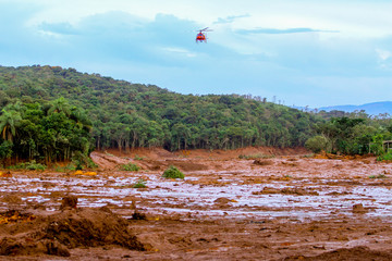 Mineral tailings mud after dam rupture in Brumadinho, Minas Gerais, Brazil