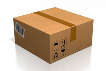 Parcel isolated on white background - 3D rendering