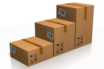 Parcels isolated on white background - 3D rendering