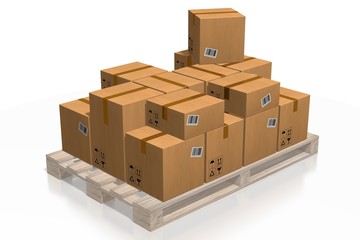 Fototapeta premium Parcels on palette - 3D rendering