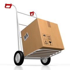 Package on hand cart - 3D rendering