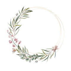 Flower Frame circle Watercolor