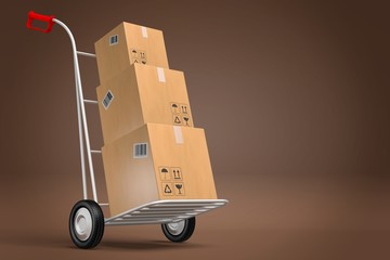 Hand cart with parcels - 3D rendering