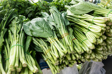 Chinese kale and other vegetables in fresh market.