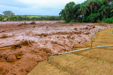 Mineral tailings mud after dam rupture in Brumadinho, Minas Gerais, Brazil