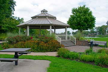 Beautiful Gazebo in the middle of Columbus Park, in Piscataway, New Jersey, USA. -02
