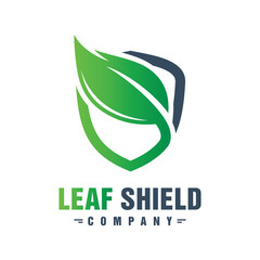 Green leaf shield logo design