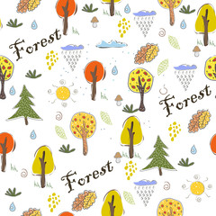 Cute trees. Hand Drawn Scandinavian Style.