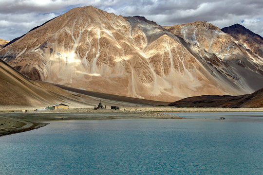 Pangong Tso The High Grassland Brackish Lake, Sino-Indian Border , Ladakh Region, India.