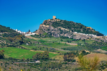 Fototapeta na wymiar Zahara de la Sierra located in the Sierra de Grazalema, Andalusia, Spain.