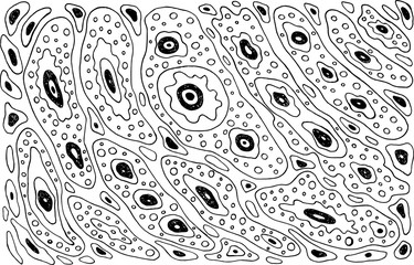 Circles doodle pattern. Black and white texture. Abstract line art simple background. Vector illustration