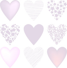 valentines day, drawn in vector eps, different hearts design