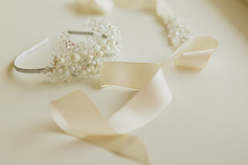 composition of wedding accessories bride