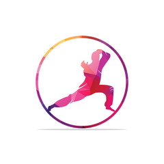 Karate sports logo. martial art silhouette vector, fight sport logo design.