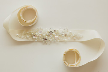 Obraz na płótnie Canvas composition of wedding accessories bride
