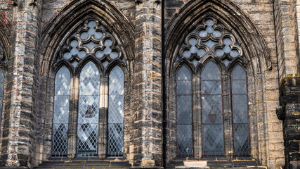 Fototapeta na wymiar Two large windows belonging to a cathedral