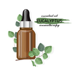 Eucalyptus essential oil bottle with dropper