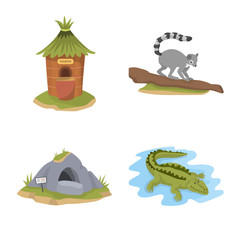 Isolated object of zoo and park logo. Set of zoo and animal stock vector illustration.