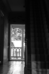 light doorway in dark hallway