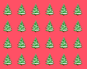 Happy New Year 2020. Symbol from number 2020 on red background. Tree only.