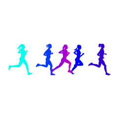 Plakat group of people running
