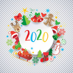 Happy New Year and Merry Christmas Winter Holiday greeting card vector template
