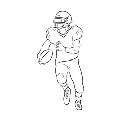 vector illustration of a football player, rugby sport sketch 