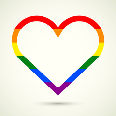 LGBT symbol, Gay pride, Freedom heart in rainbow colors.