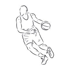 sketch of a man with ball, basketball player sketch 