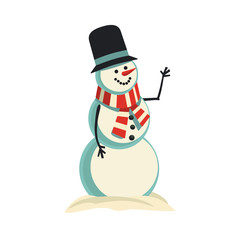 Cute snowman vector icon isolated on white