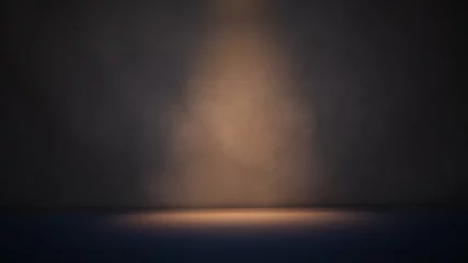 Poster Weißer Rauchscheinwerferhintergrund der Bühne. 3D-Darstellung © MUS_GRAPHIC