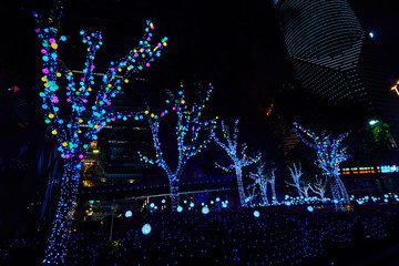 colorful Christmas decorations on the street. christmas lights, city street illumination